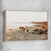 Animal wall art and canvas prints of Grazing Kangaroos with raw oak framed canvas