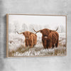 Animal wall art and canvas prints of Highland Pack with raw oak framed canvas