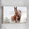 Animal wall art and canvas prints of Horse Love with raw oak framed canvas