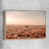 Animal wall art and canvas prints of Kangaroo Desert Horizon with raw oak framed canvas