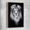 Animal wall art and canvas prints of Lion Gaze with raw oak framed canvas