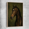 Animal wall art and canvas prints of Midnight Stallion with raw oak framed canvas