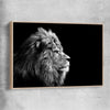 Animal wall art and canvas prints of Regal Lion Profile with raw oak framed canvas