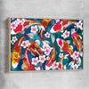 Animal wall art and canvas prints of Watercolour Carp with raw oak framed canvas