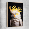 Animal wall art and canvas prints of Yellow Cockatoo Two with raw oak framed canvas