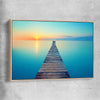 Beach and coastal wall art print of Endless Ocean Pier with raw oak framed canvas