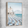Beach and coastal wall art print of Amalfi Coast with raw oak framed canvas