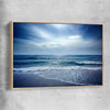 Beach and coastal wall art print of Beach Solitude with raw oak framed canvas