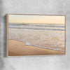 Beach and coastal wall art print of Calm Tides with raw oak framed canvas