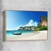Beach and coastal wall art print of Hidden Lagoon Escape with raw oak framed canvas