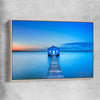 Beach and coastal wall art print of Matilda Bay Boathouse with raw oak framed canvas