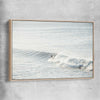 Beach and coastal wall art print of Surfing Waves with raw oak framed canvas