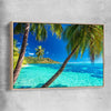 Beach and coastal wall art print of Tahiti Paradise with raw oak framed canvas