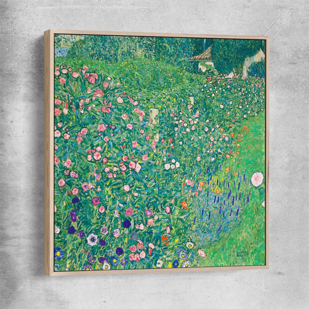 Classic wall art and canvas print of Italian Landscape Gustav Klimt with raw oak framed canvas