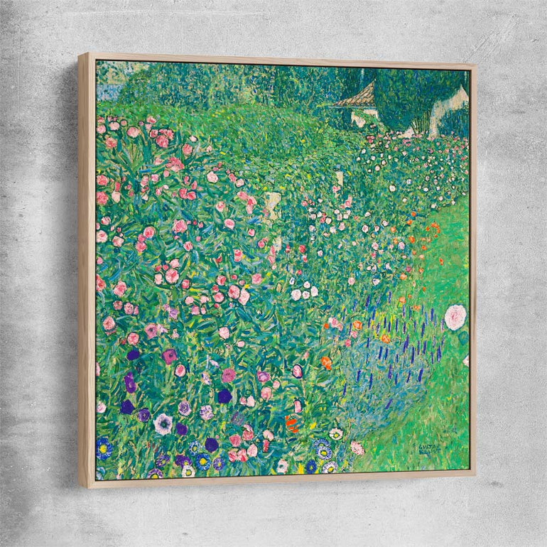 Classic wall art and canvas print of Italian Landscape Gustav Klimt with raw oak framed canvas