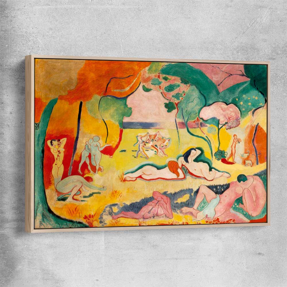Classic wall art and canvas print of Joy of Life Henri Matisse with raw oak framed canvas