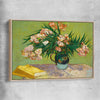 Classic wall art and canvas print of Oleanders Van Gogh with raw oak framed canvas
