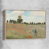 Classic wall art and canvas print of Poppy Field Claude Monet with raw oak framed canvas
