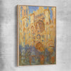 Classic wall art and canvas print of Rouen Cathedral Claude Monet with raw oak framed canvas