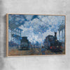 Classic wall art and canvas print of Saint-Lazare Claude Monet with raw oak framed canvas