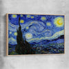 Classic wall art and canvas print of Starry Night Van Gogh with raw oak framed canvas
