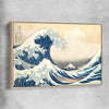 Classic wall art and canvas print of The Great Wave Hokusai with raw oak framed canvas