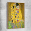 Classic wall art and canvas print of The Kiss Gustav Klimt with raw oak framed canvas
