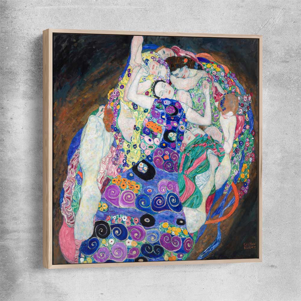 Classic wall art and canvas print of The Virgin Gustav Klimt with raw oak framed canvas