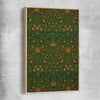 Classic wall art and canvas print of Violet Columbine William Morris with raw oak framed canvas