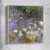 Classic wall art and canvas print of Water Lilies Claude Monet with raw oak framed canvas