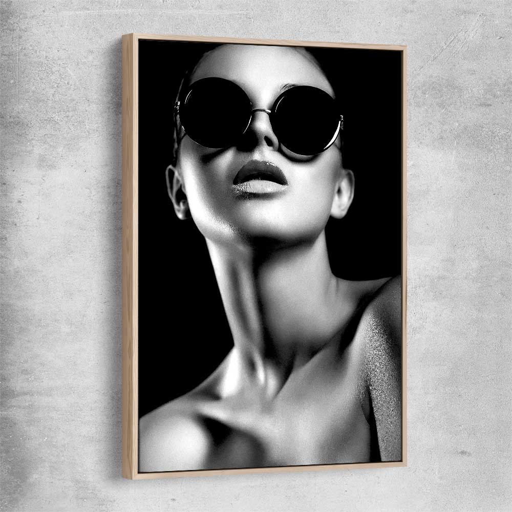 Behind the Shades raw oak framed canvas - part of our high quality fashion canvas wall art and prints collection