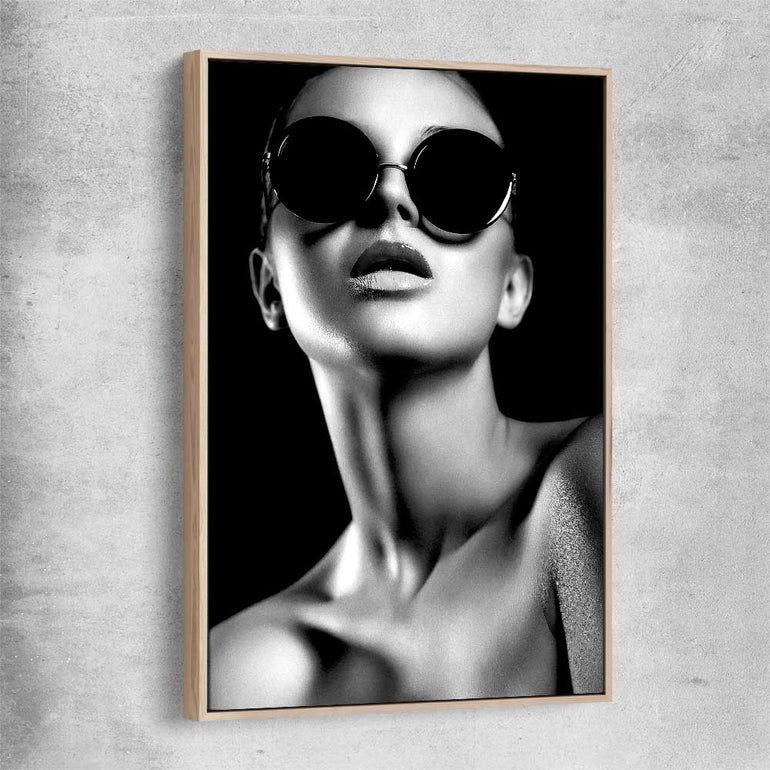 Behind the Shades raw oak framed canvas - part of our high quality fashion canvas wall art and prints collection