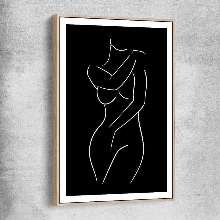 Body Pose Invert raw oak framed canvas - part of our high quality fashion canvas wall art and prints collection