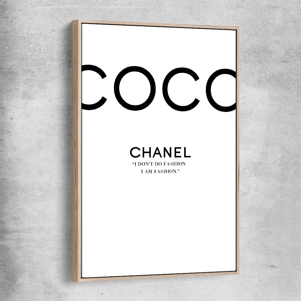 Coco Fashion White raw oak framed canvas - part of our high quality fashion canvas wall art and prints collection