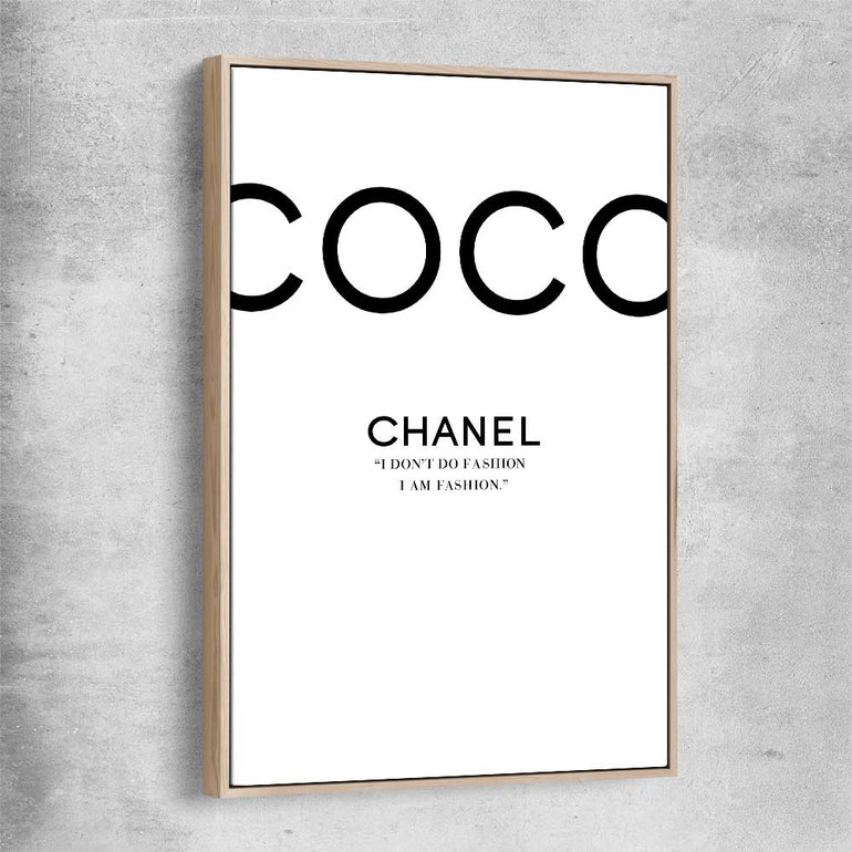 Coco Fashion White raw oak framed canvas - part of our high quality fashion canvas wall art and prints collection