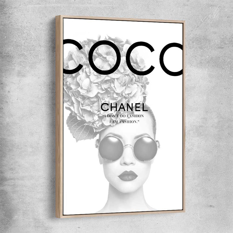 Coco Hydrangea raw oak framed canvas - part of our high quality fashion canvas wall art and prints collection
