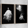 Evening Dress Pair raw oak framed canvas - part of our high quality fashion canvas wall art and prints collection