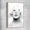 Feather Lips raw oak framed canvas - part of our high quality fashion canvas wall art and prints collection