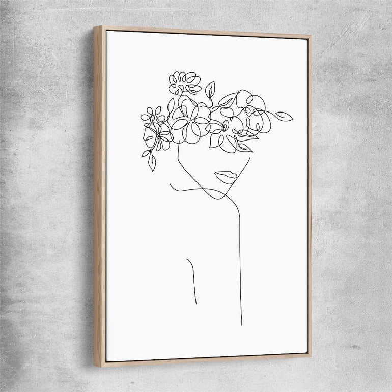 Floral Beauty One raw oak framed canvas - part of our high quality fashion canvas wall art and prints collection