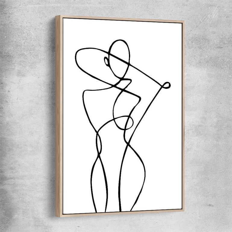 Minimalist Pose raw oak framed canvas - part of our high quality fashion canvas wall art and prints collection