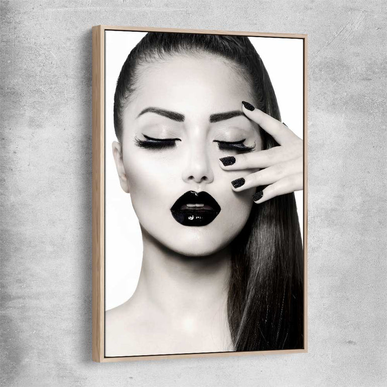Monotone Model raw oak framed canvas - part of our high quality fashion canvas wall art and prints collection