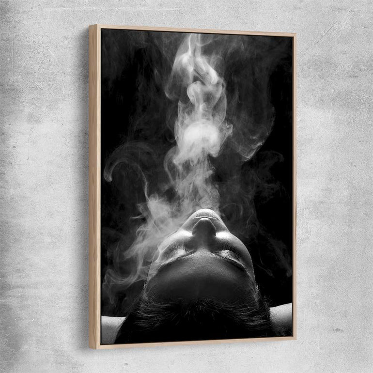 Smoke Haze raw oak framed canvas - part of our high quality fashion canvas wall art and prints collection
