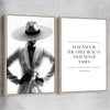 White Hat Gaze Pair raw oak framed canvas - part of our high quality fashion canvas wall art and prints collection