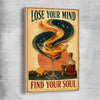 Inspirational wall art print of Find Your Soul with raw oak framed canvas
