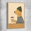 Inspirational wall art print of Good Boy Coffee with raw oak framed canvas