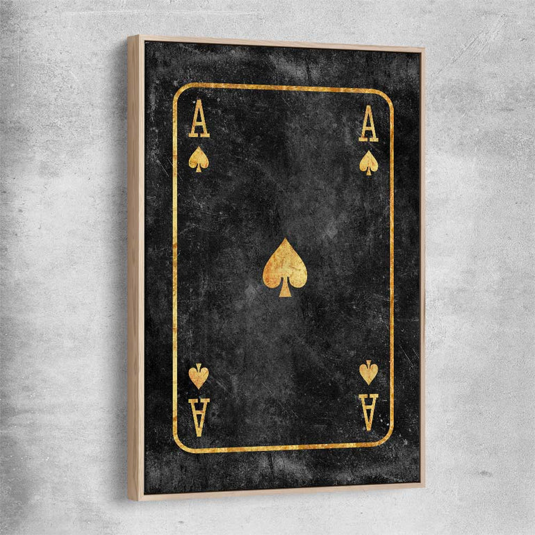 Ace of Spades raw oak framed canvas - part of our high quality fashion canvas wall art and prints collection