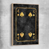 Inspirational wall art print of Four of Spades with raw oak framed canvas