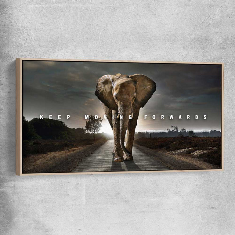 Keep Moving Forwards raw oak framed canvas - part of our high quality fashion canvas wall art and prints collection