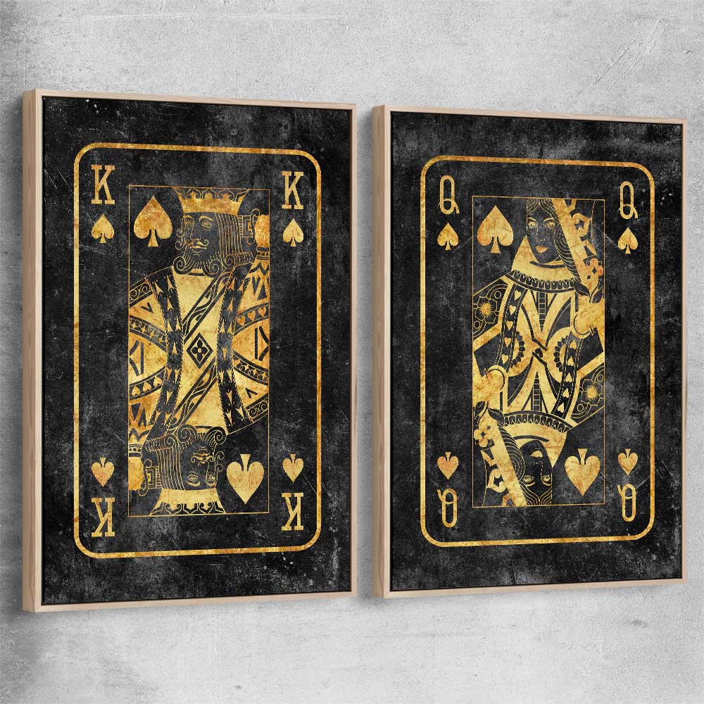 Inspirational wall art print of King of Spades Pair with raw oak framed canvas