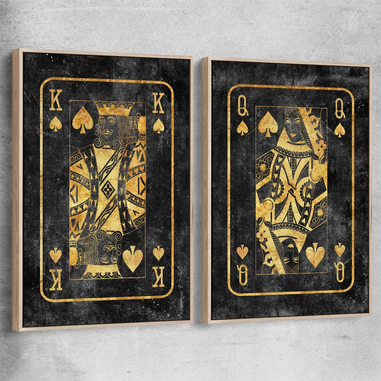 Inspirational wall art print of King of Spades Pair with raw oak framed canvas